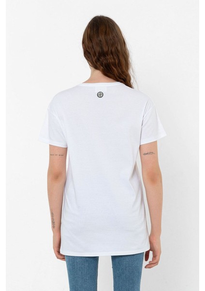 Yuvarlak Yaka Beyaz Regular Long Organik Pamuk T-Shirt indirimleri