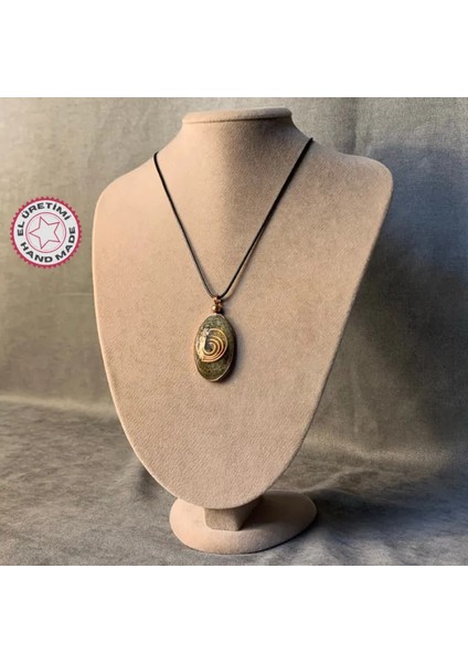El Yapımı Doğal Taş ve Reçine Spiral Sarmal Kolye