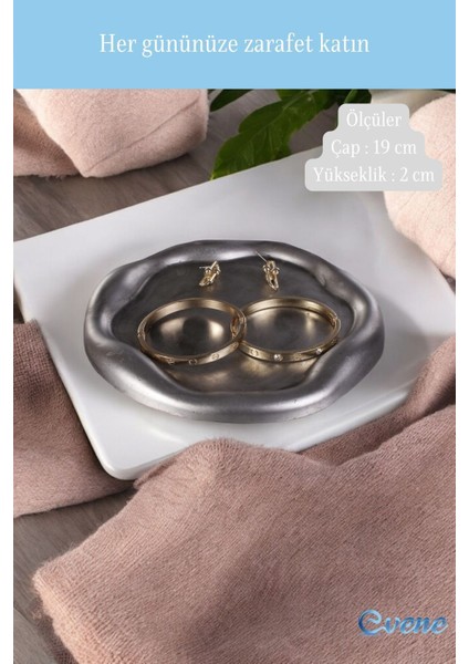 Takı Organizer Makyaj Düzenleyici Kozmetik Organizer Dekoratif Tabak Gümüş Eskitme Renk Model 17 fiyatları