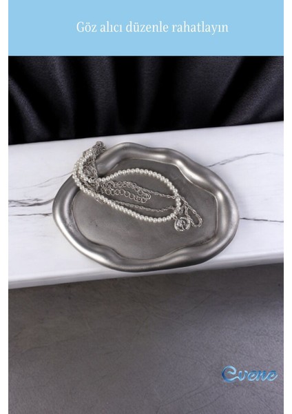 Takı Organizer Makyaj Düzenleyici Kozmetik Organizer Dekoratif Tabak Gümüş Eskitme Renk Model 17 fırsatları