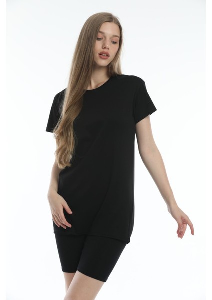 Yuvarlak Yaka Siyah Regular Long Organik Pamuk T-Shirt modelleri