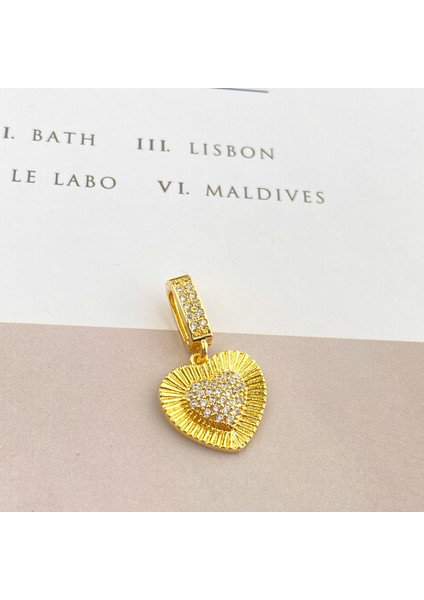 Ajda Charm Ajda Bilezik Charmı Zirkon Taşlı Kalp2 Model Gold