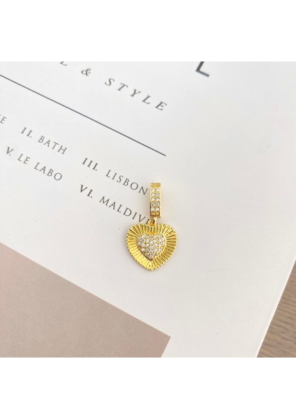 Ajda Charm Ajda Bilezik Charmı Zirkon Taşlı Kalp2 Model Gold