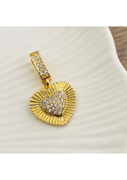 Ajda Charm Ajda Bilezik Charmı Zirkon Taşlı Kalp2 Model Gold