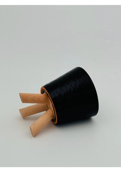 Seramik Ahşap Ayaklı Kaktüs Saksısı 10 cm