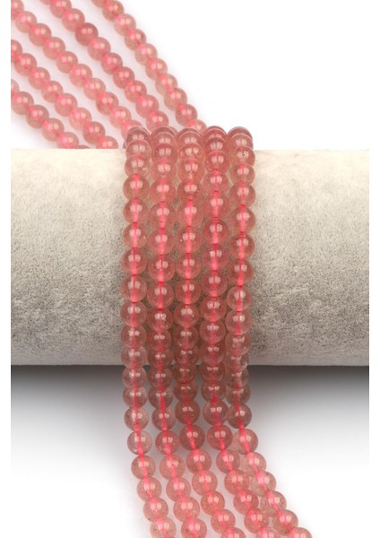 Çilek Kuvars Doğal Taş Dizi 6 mm Küre Kesim