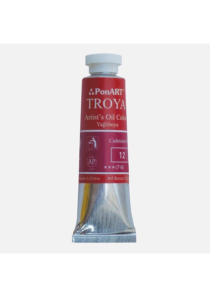 Troya Yağlı Boya Tüp 12 Cadmium Red 37 ml
