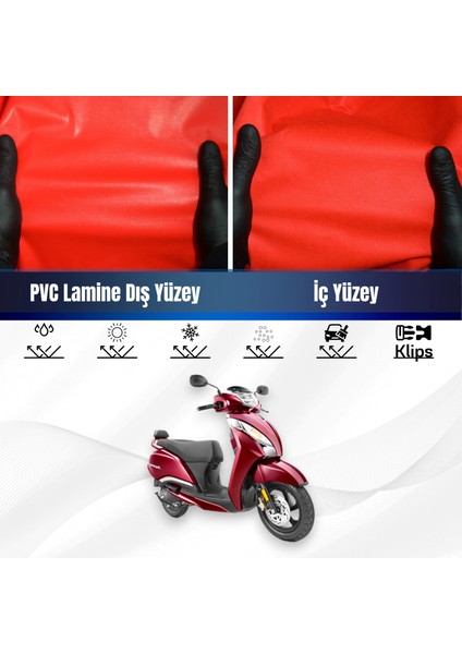 Vespa Gts 150 Abs Motosiklet Brandası Su Geçirmez Branda Kırmızı Branda Motor Branda S
