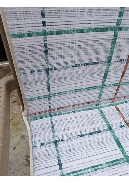 1 Adet Komutan Arkalıklı Sandalye Minderi, Extra Kalın (Kalınlık 5 cm )-Ekose Yeşil