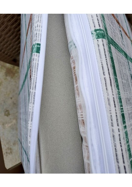 1 Adet Komutan Arkalıklı Sandalye Minderi, Extra Kalın (Kalınlık 5 cm )-Ekose Yeşil
