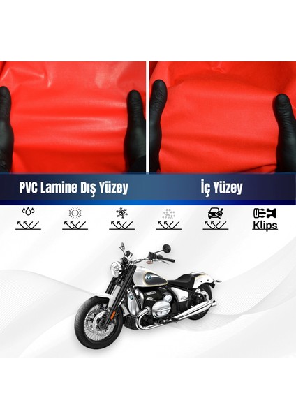 Bmw R 18 Motosiklet Brandası Su Geçirmez Branda Kırmızı Branda Motor Branda