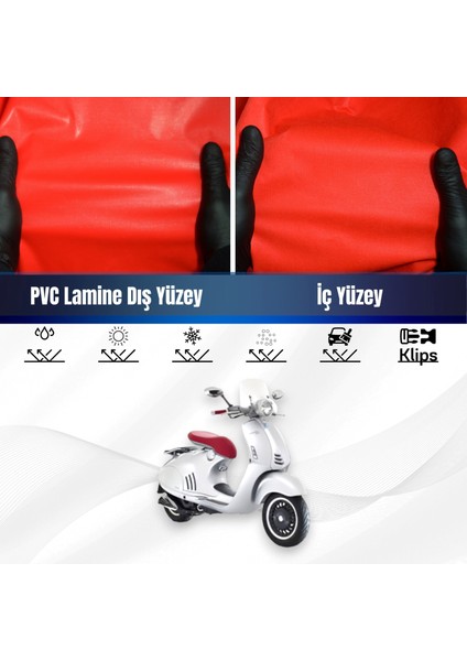 Vespa Lx 125 Motosiklet Brandası Su Geçirmez Branda Kırmızı Branda Motor Branda S