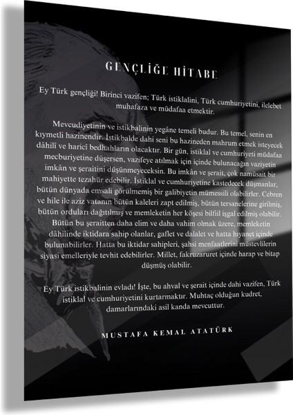 Temperli Gerçek Cam Tablo Siyah Beyaz Gençliğe Hitabe