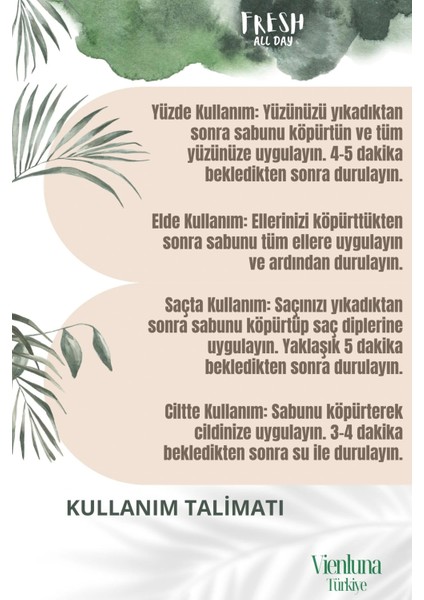 Özel Üretim El Yapımı %100 Doğal Ferah Kokulu El Yüz Saç Vücut Cilt Dostu Kekik Sabunu 2 Adet