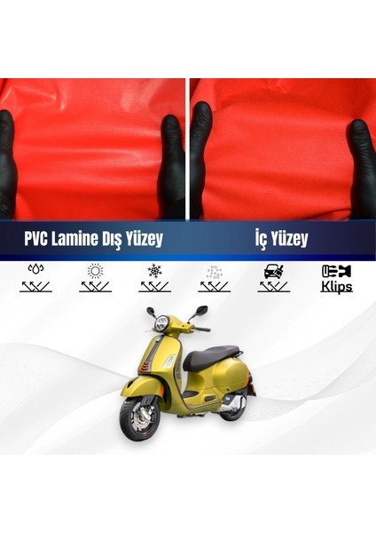 Vespa Lx 150 Motosiklet Brandası Su Geçirmez Branda Kırmızı Branda Motor Branda S