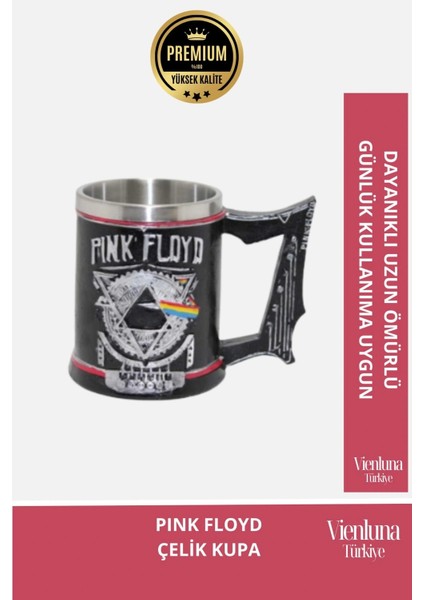 Deluxe Tasarım Dekoratif Estetik Armağan Sevgili Dost Paslanmaz Çelik Pink Floyd Kupa 12*15 cm