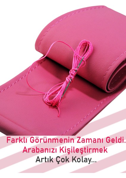Bmw E46 Pembe Özel Süper Deri Dikişli Direksiyon Kılıfı