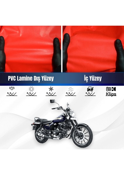 Bajaj Avenger Street 150 Motosiklet Brandası Su Geçirmez Branda Kırmızı Branda Motor Branda Xl