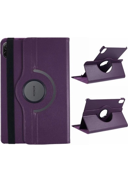 Honor Pad X8A (11'' 2024) Uyumlu 360° Dönebilen Standlı Suni Deri Kılıf + Ekran Koruyucu Nano Cam modelleri