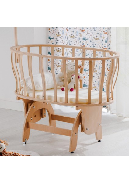 Bw 6030 - Tekerlekli Sallanır Sabitlenir Pratik Ahşap Bebek Beşik 50X90 fiyatları