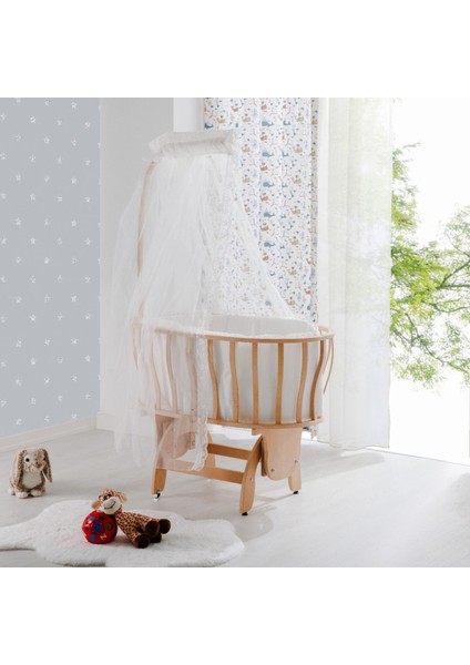 Bw 6030 - Tekerlekli Sallanır Sabitlenir Pratik Ahşap Bebek Beşik 50X90 modelleri