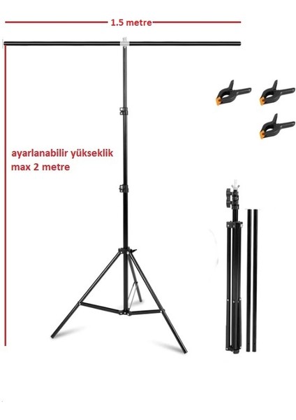 150*200 cm T Stand Bar Fon Perde Pvc Background Backdrop Çekim Standı T-Shape 1.5X2M