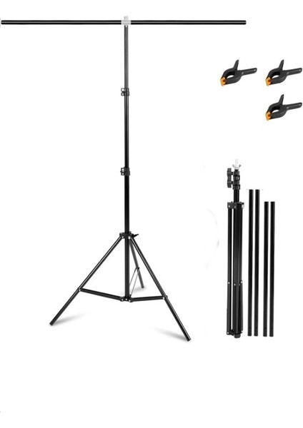 150*200 cm T Stand Bar Fon Perde Pvc Background Backdrop Çekim Standı T-Shape 1.5X2M