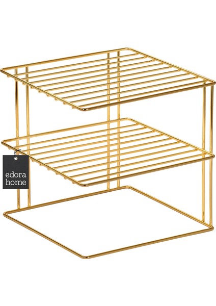 Altın 3 Katlı Dolap İçi Çok Amaçlı Tabak, Bardak, Mutfak Düzenleyici Raf, Tabaklık - Metal Paslanmaz fiyatları