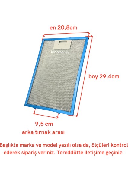 Arçelik Uyumlu P 24 Cı Davlumbaz Metal Filtresi fiyatları