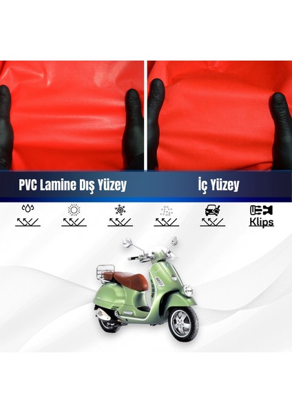Vespa Prımavera 150 Tourıng Motosiklet Brandası Su Geçirmez Branda Kırmızı Branda Motor Branda S
