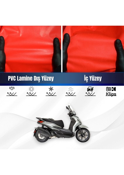 Pıaggıo Beverly Sport Tourıng 350 I E Motosiklet Brandası Su Geçirmez Branda Kırmızı Branda Motor Branda Xl