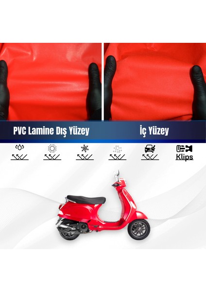 Vespa Prımavera 50 Tourıng Motosiklet Brandası Su Geçirmez Branda Kırmızı Branda Motor Branda S