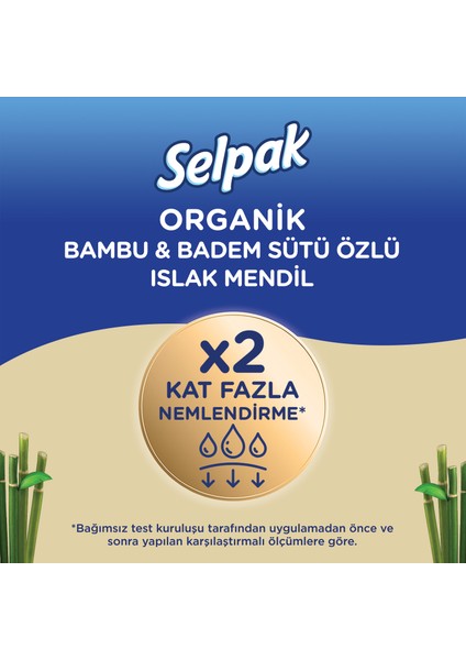 Organik Bambu Özlü & Badem Sütü Özlü Islak Mendil 12'li 600 Yaprak fırsatları