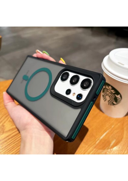 Samsung Galaxy S24 Ultra Uyumlu Kablosuz Şarj Destekli Antişok Koruma Mat Buzlu Yüzey Sert Kılıf