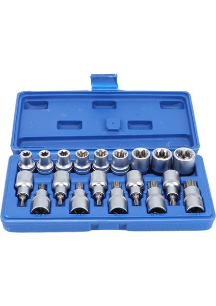 1/2 Torx ve E Lokma Takımı 19 Parça (T20-T25-T27-T30-T40-T45-T50-T55-T60-T70)