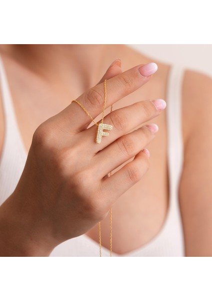 925 Ayar Radyum Kaplama Harfli Gümüş Kolye--F Harfi fırsatları