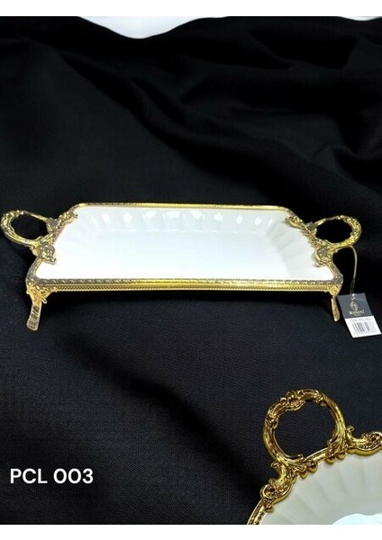 Elegance Dikdörtgen Sunum Tabak Gold 46 Cm