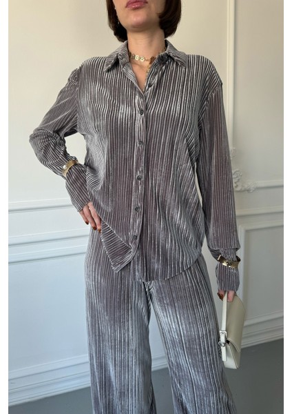 Premium Kadife Takım- Gri indirimleri