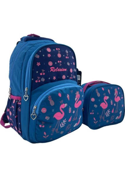 Mavi Flamingo Ilkokul Çantası Beslenme Çantalı 1340-13