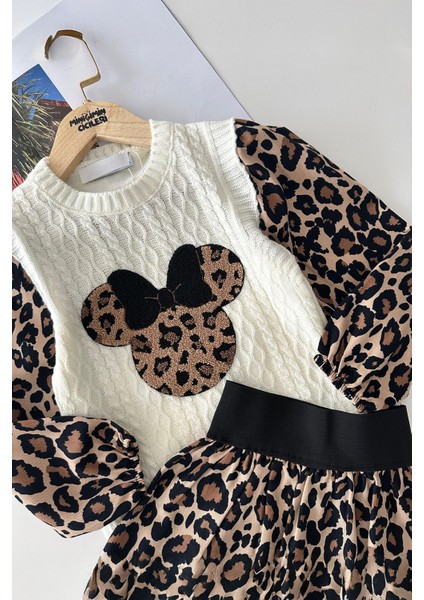 Mnn Aplike Triko Detaylı Balon Etekli 2 li takım - Kahve fiyatları