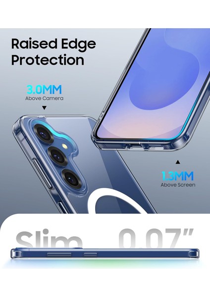 Samsung Galaxy S25 Plus Kılıf Magsafe Wireless Kablosuz Şarj Destekli Sert Şeffaf Darbe Emici Kapak