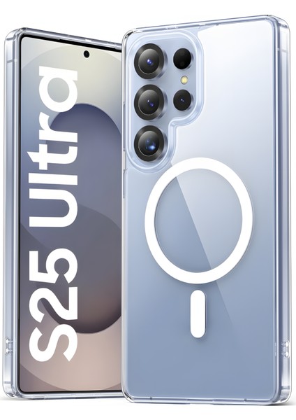 Samsung Galaxy S25 Ultra Kılıf Magsafe Wireless Kablosuz Şarj Destekli Sert Şeffaf Darbe Emici Kapak