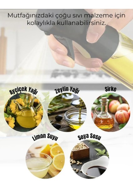 Lüks Cam Sprey Yağdanlık Airfryer,fırın Püskürtücü Yağlık Fısfıs Püskürtmeli Siyah ve Beyaz Renk
