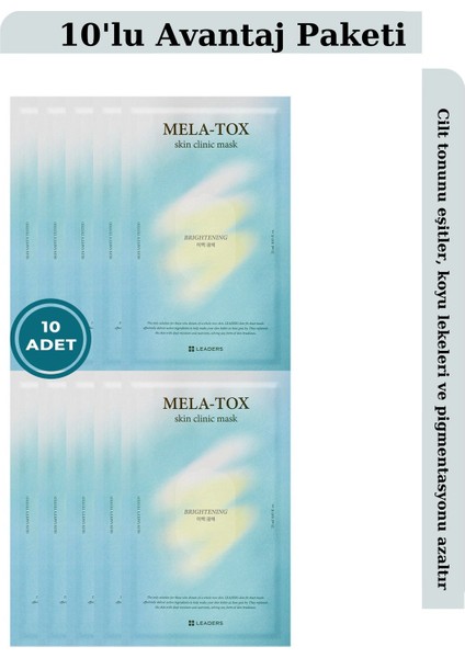 Mela-Tox Skin Clinic Cilt Tonu Eşitleyici Maske 10 Adet