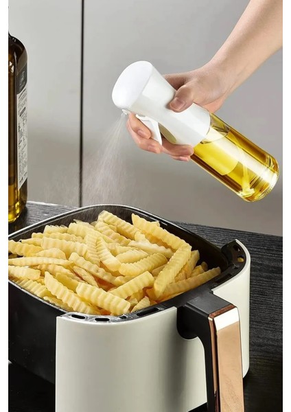 Lüks Cam Sprey Yağdanlık Airfryer,fırın Püskürtücü Yağlık Fısfıs Püskürtmeli Siyah ve Beyaz Renk