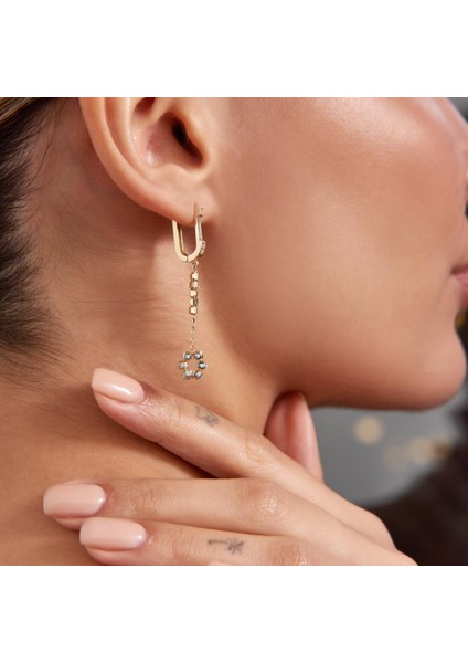 Minimal Mavi Mineli Altın Küpe fiyatları