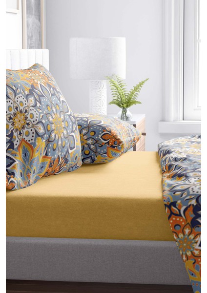 Sarı Pamuklu Çift Kişilik Lastikli Çarşaf 160 x 200