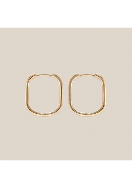 Medium Kare Altın Halka Küpe