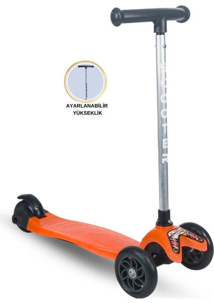 Colorwase LED Işıklı 4 Kademe(50-65 Cm) Ayarlanabilir 3 Tekerlekli Scooter