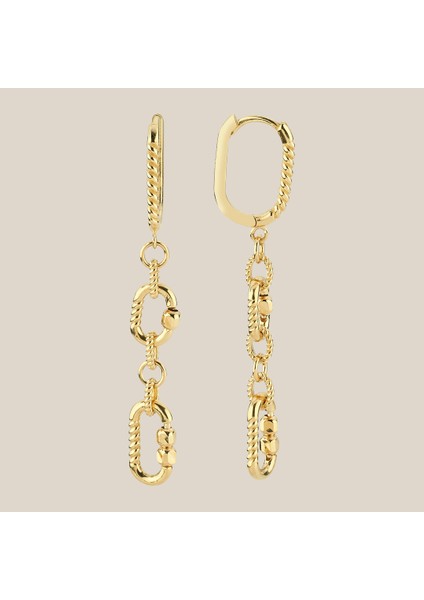 Chain Lock Altın Küpe